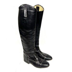 Vintage German Konigs Long Dressage/Riding Boots Black Leather Women's 6.5 Nice